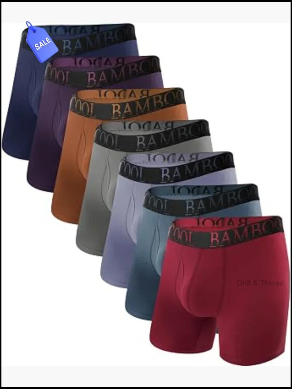 Men's Ultra Soft Bamboo Boxer Briefs 7-Pack No Ride Up Breathable
